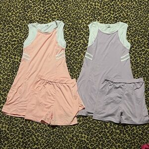 Girls Size 9-10 Two-Piece Tennis Set - Pink & Lavender with White Trim